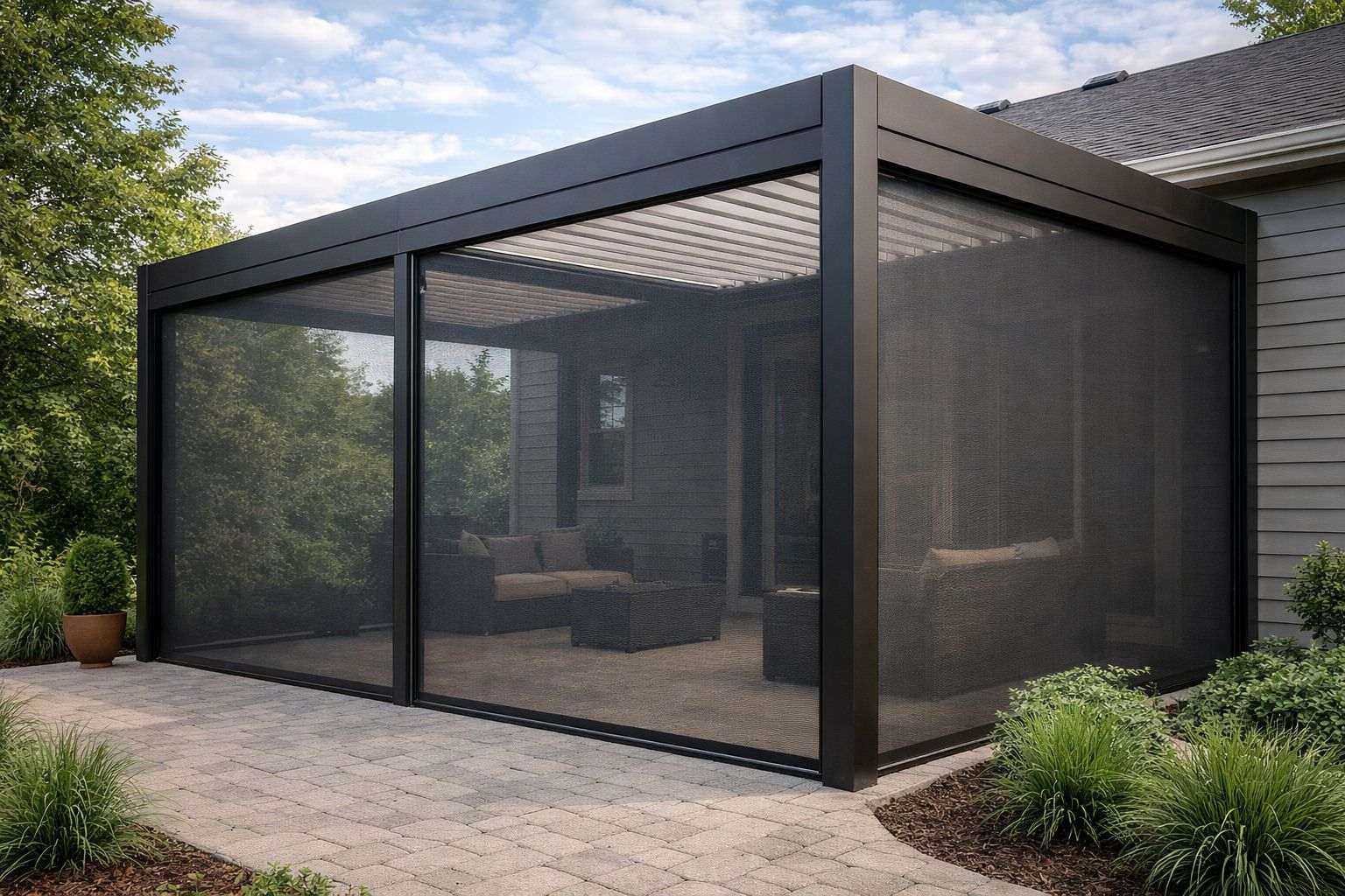 Pergola Privacy Screens installed on a residential property